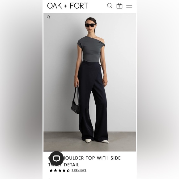 OAK + FORT Tops - OAK + FORT Women's Off Shoulder Top with Side Twist Detail